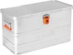 Alubox Metallkiste EASY 60 Liter silber Alu gl&auml;nzend | Orange Schnallen, L 64...