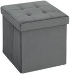 HOMCOM Sitzhocker mit Stauraum Klappbar mit Deckel 38 x 38 x 38 cm Grau |...