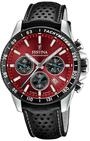 Festina Herrenuhr Chronograph aus Edelstahl und Leder Schwarz | Quarzuhr,...