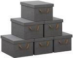 WOLTU Faltbare Aufbewahrungsboxen 6 St&uuml;ck, mit Deckel, Grau, 38x27x20cm | aus