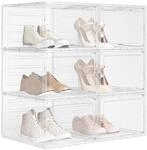 WOLTU Schuhboxen stapelbar 6er Set, Schuhkarton mit magnetischer T&uuml;r, Schuhkasten,