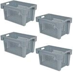 BRB 4 Drehstapelbeh&auml;lter, LxBxH 600x400x350 mm, Inhalt 60 Liter, grau, Boden...
