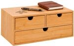 Relaxdays Schubladenbox, Bambus, natur, 3 Schubladen | Mini Kommode, 13,5 x 33 x 21