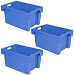 BRB 3 Drehstapelbeh&auml;lter, LxBxH 600x400x300 mm, Inhalt 50 Liter, blau, Boden...