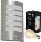 Oktaplex Alto Aussenlampe mit Bewegungsmelder Edelstahl geb&uuml;rstet IP44 230V |...