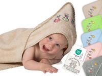 ZOLLNER Baby Kapuzenhandtuch in 100x100 cm - beige - hautfreundlich und...