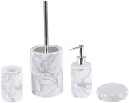 Badezimmer Set 4-teilig Keramik wei&szlig;/grau Marmor Optik Modern Arauco