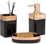 bremermann Badezimmer-Set 3-TLG. Savona, Kunststoff, schwarz-Rosegold,...