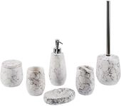 Beliani 6-teiliges Badezimmer-Set Keramik Cremewei&szlig; Callela, Badaccessoires,