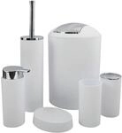 MSV Badezimmer Set Hannah, 6-teiliges Badzubeh&ouml;r Seifenspender, WC B&uuml;rste,