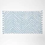 Homescapes Blaue Badematte Zickzack 50x80 cm, Badteppich getuftet, Chevron
