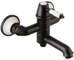 PaulGurkes Nostalgie Retro Wannenarmatur Aufputz schwarz matt, Messing, wei&szlig;e