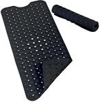 Relaxdays Badewannenmatte, mit Saugn&auml;pfen, PVC, schwarz | Kinder & Erwachsene, BxT: