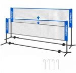 Relaxdays Badmintonnetz, h&ouml;henverstellbarer St&auml;nder, Gr&ouml;&szlig;e, blau/schwarz 
