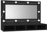 vidaXL Spiegelschrank mit LED Schwarz 90x31,5x62 cm