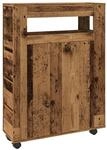 vidaXL Badschrank Schmal mit Rollen Altholz-Optik Holzwerkstoff