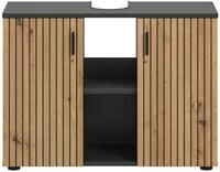 Inn.Furn Waschbeckenunterschrank in grau und Eiche Artisan, Badezimmer...