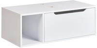 Beliani H&auml;nge Waschbeckenunterschrank wei&szlig; 80x40 cm mit Klappe und Regal...
