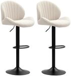 HOMCOM Barhocker 2er Set H&ouml;henverstellbar Drehbar mit R&uuml;ckenlehne Beige 