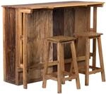 Rustikaler BARSCHRANK Aruba | 110x140x69 cm (HxBxT), Bartisch mit 2 Barhockern,