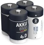 ANSMANN 4X Mono D Akkus 8500 mAh 1,2V - Wiederaufladbare Batterien HR20 | LR20