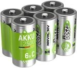 ANSMANN Akku Typ Baby C 2500 mAh NiMH 1,2 V (6 St&uuml;ck) - wiederaufladbare Baby-C