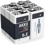 ANSMANN Akku 9V Block Typ 300mAh NiMH 6 St&uuml;ck mit geringer Selbstentladung -