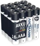 ANSMANN Akku AAA Micro 800mAh 1,2V NiMH 16 St&uuml;ck f&uuml;r Ger&auml;te mit hohem