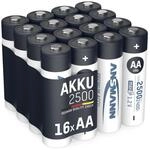 ANSMANN 16x Akku Mignon AA 2400 mAh 1,2V NI-MH, LR06 Wiederaufladbar | max-E