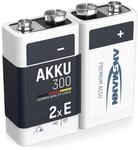 ANSMANN 2X Akku 9V Block 300mAh NiMH - Wiederaufladbare 9 Volt Batterien | maxE