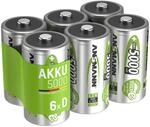 Ansmann 6X Akku D 5000 mAh NiMH 1,2 V - Mono D Batterien Wiederaufladbar 