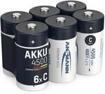 ANSMANN 6X Akku C 4500 mAh NiMH 1,2 V - Baby C Batterien Wiederaufladbar | maxE