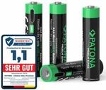 PATONA 4X Premium AAA Micro Akkus, 750mWh 1.5V, wiederaufladbar per USB-C |...