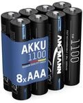 ANSMANN 8X Akku Micro AAA 1050 mAh 1,2V NI-MH - Wiederaufladbar - HR03 | Ideal f&uuml;r