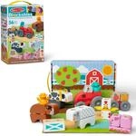 Melissa & Doug - Blockables Bauernhof Bauset - 56 teiliges Set mit Holzbausteinen,