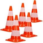 ECD Germany 5 St&uuml;ck Verkehrskegel Pylone 47 cm, Orange-Wei&szlig;,...