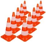 ECD Germany 10 St&uuml;ck Verkehrskegel Pylone 47 cm, Orange-Wei&szlig;,...