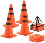 Wiltec 4x klappbarer Verkehrskegel 45 cm, Leitkegel zum Absichern, Pylone mit