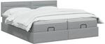 vidaXL Ottoman Bett mit Matratze mit Kopfteil 2 pcs Hellgrau Stoff