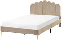 Beliani Bett gepolstert Samt beige Taupe mit Lattenrost 120x200 cm Muschel...