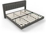 Home Deluxe LED Bett &ndash; 200 x 200 cm, Dunkelgrau | Polsterbett mit Beleuchtung