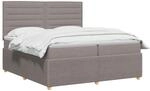 vidaXL LED Boxspringbett mit Matratze Taupe 200 x 200 cm Stoff |...
