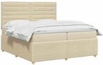 vidaXL LED Boxspringbett mit Matratze Creme 200 x 200 cm Stoff |...