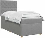 vidaXL Boxspringbett mit Matratze Hellgrau 90 x 190 cm Stoff | Bietet perfekt