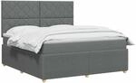 vidaXL Boxspringbett mit Matratze Dunkelgrau 140 x 200 cm Stoff | Stell die...
