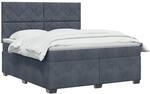 vidaXL Boxspringbett mit Matratze Dunkelgrau 140 x 190 cm Samt