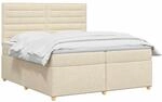 vidaXL Boxspringbett mit Matratze Creme 200 x 200 cm Stoff | Individuelle H&ouml;he...