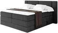 ALTDECOR Boxbett mit H3 H4 Matratze Evon King - 180x200 - Schwarz | Lattenrost,