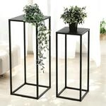 DanDiBo Pflanzenst&auml;nder Metall Schwarz Eckig 2er Set 60 cm und 70 cm...