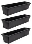 BigDean 3X Blumenkasten mit Untersetzer 60 cm lang anthrazit | Balkon...